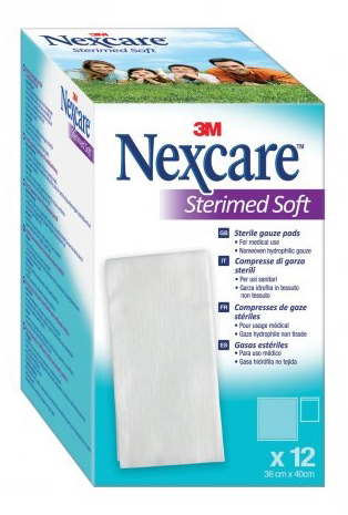 GARZA COMPRESSA STERILE NEXCARE STERIMED SOFT 18X40 CM MUL TILINGUAL 12 PEZZI - Farmacia Castello Srl