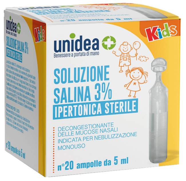 UNIDEA SOLUZIONE SALINA IPERTONICA 3% 20 AMPOLLE 5 ML - Farmacia Castello Srl