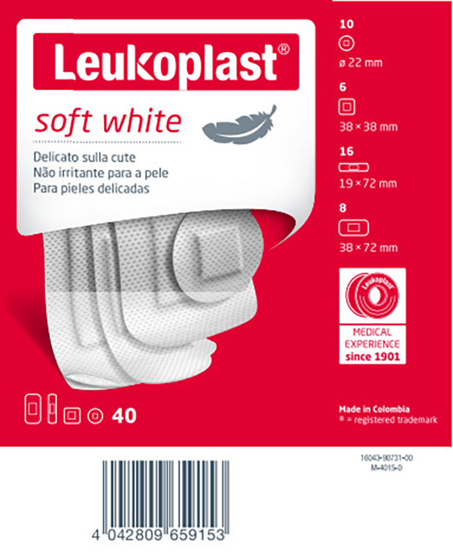 LEUKOPLAST SOFT WHITE 40 PEZZI ASSORTITI - Farmacia Castello Srl