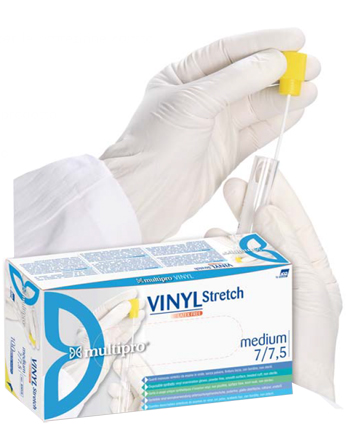 GUANTO VINILE STRETCH SENZA POLVERE BIANCO OPACO AMBIDESTRO S 100 PEZZI - Farmacia Castello Srl