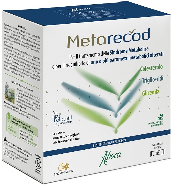 METARECOD 40 BUSTINE GRANULARI X 2,5G GUSTO ARANCIA E PESCA - Farmacia Castello Srl