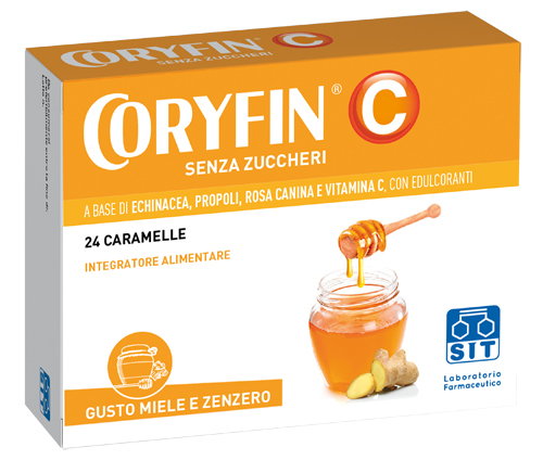 CORYFIN C SENZA ZUCCHERO MIELE ZENZERO 24 CARAMELLE - Farmacia Castello Srl