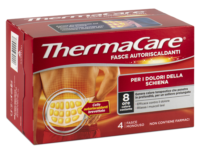 FASCIA AUTORISCALDANTE A CALORE TERAPEUTICO THERMACARE SCHIENA 4 PEZZI - Farmacia Castello Srl