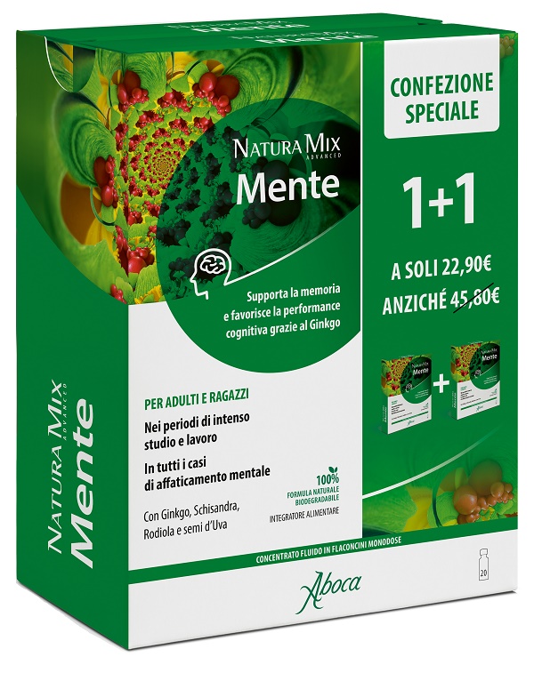 NATURA MIX ADVANCED MENTE 10 FLACONCINI + 10 FLACONCINI 300 ML CONFEZIONE SPECIALE - Farmacia Castello Srl