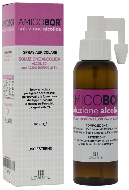 SOLUZIONE ALCOLICA PER IRRIGAZIONE DELL'ORECCHIO AMICOBOR 100 ML - Farmacia Castello Srl