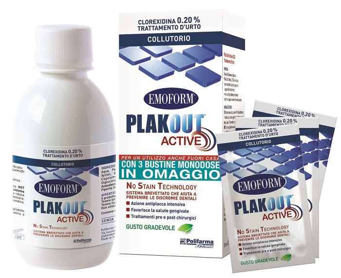 EMOFORM PLAK OUT ACTIVE 0,20% 200 ML + 3 BUSTE - Farmacia Castello Srl