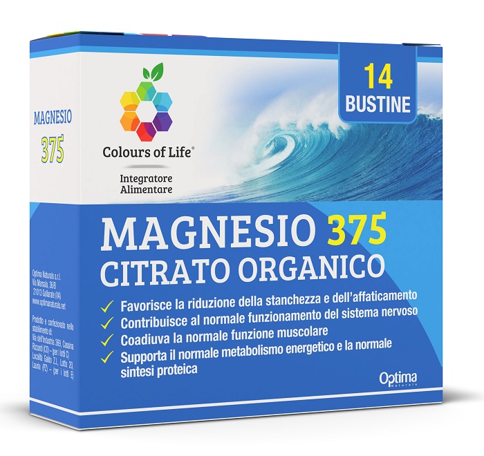 COLOURS OF LIFE MAGNESIO 375 CITRATO ORGANICO 14 BUSTINE DA 4 G - Farmacia Castello Srl