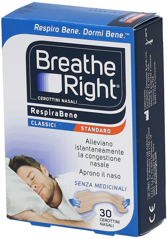 CEROTTI NASALI BREATHE RIGHT CLASSICI 30 PEZZI - Farmacia Castello Srl
