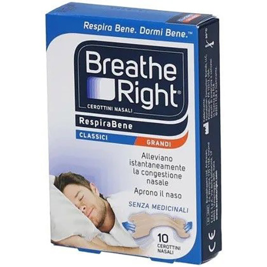 CEROTTI NASALI BREATHE RIGHT CLASSICI GRANDI 10 PEZZI - Farmacia Castello Srl
