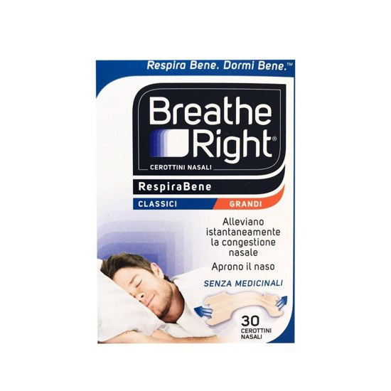 CEROTTI NASALI BREATHE RIGHT CLASSICI GRANDI 30 PEZZI - Farmacia Castello Srl