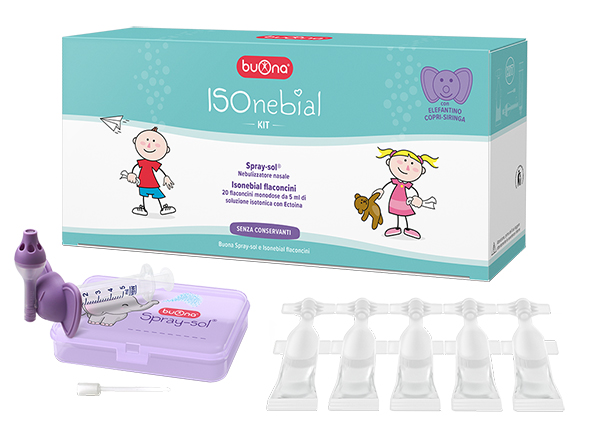ISONEBIAL KIT PULIZIA CAVITA' NASALI 20 FLACONCINI MONODOSE 5 ML + SIRINGA LUER LOCK SOFT-JECK + AGO CANNULA + NEBULIZZATORE SPRAY - Farmacia Castello Srl