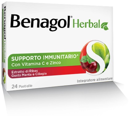 BENAGOL HERBAL MENTA E CILIEGIA 24 PASTIGLIE - Farmacia Castello Srl