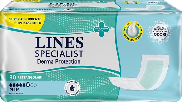 PANNOLONE PER INCONTINENZA LINES SPECIALIST DERMA RETTANGOLARE 30 PEZZI - Farmacia Castello Srl