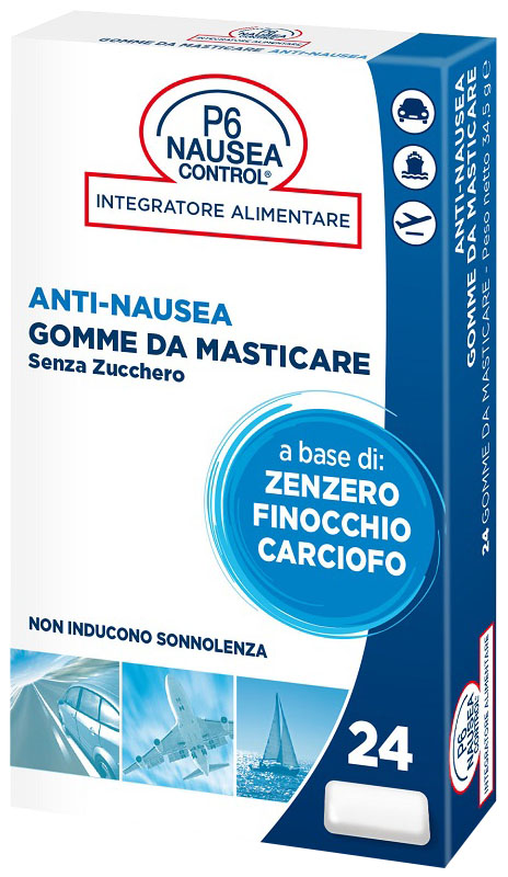 P6 NAUSEA CONTROL 24 GOMME DA MASTICARE SENZA ZUCCHERO - Farmacia Castello Srl
