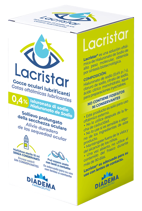 LACRISTAR GOCCE OCULARI LUBRIFICANTI 0,4% IALURONATO DI SODIO MULTIDOSE 10 ML - Farmacia Castello Srl