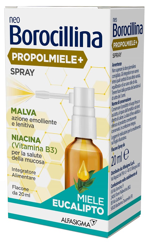 NEOBOROCILLINA PROPOLMIELE+ SPRAY MIELE EUCALIPTO 20 ML - Farmacia Castello Srl