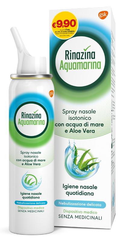 SOLUZIONE ISOTONICA RINAZINA AQUAMARINA ALOE DELICATA PROMO 100 ML - Farmacia Castello Srl