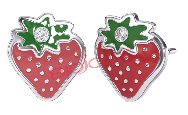 BJT733 ORECCHINI FRAGOLA SWAROVSKI STAINLESS STEEL - Farmacia Castello Srl