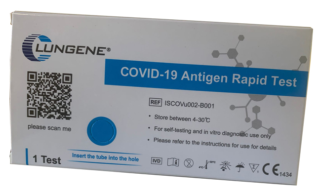 TEST ANTIGENICO RAPIDO COVID-19 CLUNGENE AUTODIAGNOSTICO DETERMINAZIONE QUALITATIVA ANTGENI SARS-COV-2 IN TAMPONI NASALI MEDIANTE IMMUNOCROMATOGRAFIA - Farmacia Castello Srl