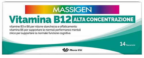 MASSIGEN VITAMINA B12 ALTA CONCENTRAZIONE 14 FLACONCINI - Farmacia Castello Srl