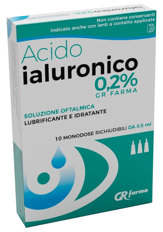 SOLUZIONE OFTALMICA LUBRIFICANTE E IDRATANTE ACIDO IALURONICO 0,2% 10 MONODOSE RICHIUDIBILI DA 0,5 ML - Farmacia Castello Srl
