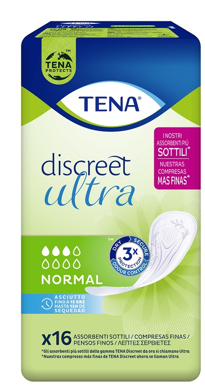 PANNOLONE SAGOMATO TENA DISCREET ULTRA NORMAL 16 PEZZI - Farmacia Castello Srl