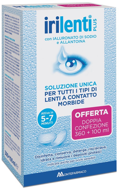 SOLUZIONE UNICA PER LENTI A CONTATTO IRILENTI 2 PEZZI 360 ML + 100 ML - Farmacia Castello Srl