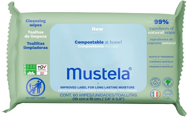 MUSTELA SALVIETTE COMPOSTABILI PROFUMATE 60 PEZZI - Farmacia Castello Srl