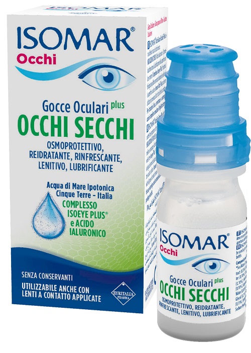 ISOMAR OCCHI SECCHI PLUS GOCCE OCULARI ACIDO IALURONICO 0,25% 10 ML - Farmacia Castello Srl