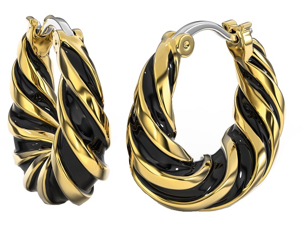BJT365 ORECCHINO ALARA BLACK GOLD PLATED - Farmacia Castello Srl