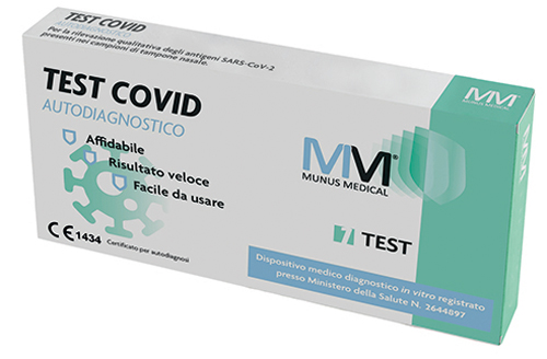 TEST RAPIDO AUTODIAGNOSTICO TEST COVID MUNUS MEDICAL RILEVAZIONE QUALITATIVA ANTIGENI SARS-COV-2 IN CAMPIONI NASALI - Farmacia Castello Srl
