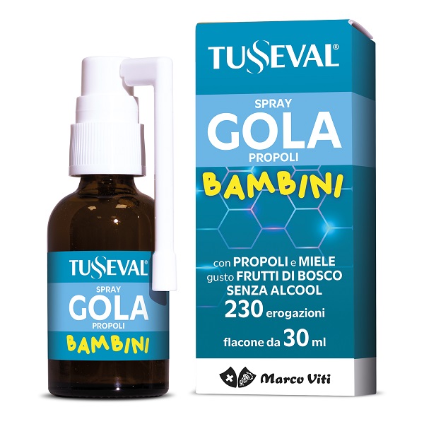 TUSSEVAL SPRAY GOLA PROPOLI BAMBINI 30 ML CON EDULCORANTE SENZA GLUTINE SENZA LATTOSIO - Farmacia Castello Srl