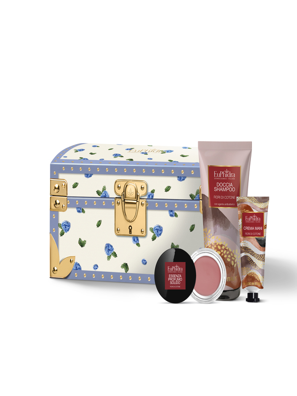 EUPHIDRA FAZZOLETTO RICAMATO COFANETTO FIORI DI COTONE DOCCIA SHAMPOO 200 ML + CREMA MANI 50 ML + ESSENZA PROFUMO SOLIDO 15 G - Farmacia Castello Srl