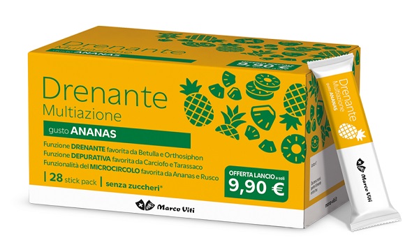 DRENANTE MULTIAZIONE ANANAS 28 STICK PACK 10 ML SENZA ZUCCHERI - Farmacia Castello Srl